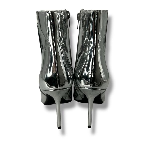 NEW Macy's INC Silver Mirror Booties Size 6 Metallic Scifi Zenon Tech Boots High - Picture 2 of 8